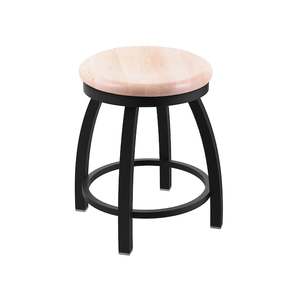 18" Swivel Vanity Stool, Black Wrinkle, Nat Maple Seat